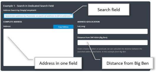  Address Finder in Dedicated Search Field